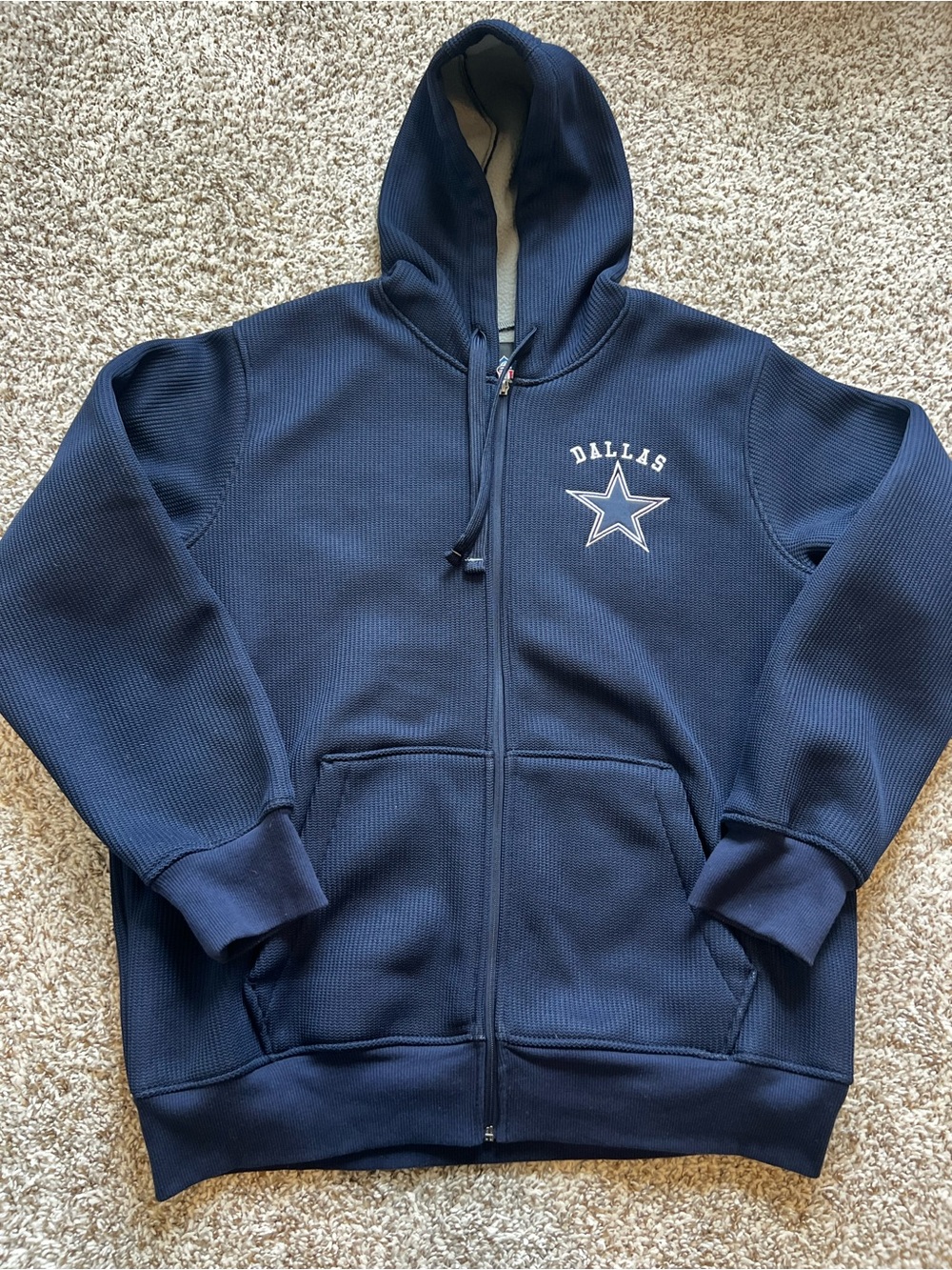 NFL Dallas Cowboys Textured Full-Zip Hoodie Navy Blue Men's XL